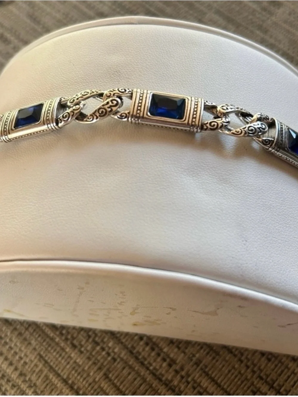 Fashion Nova Silver Bracelet with Blue Stones
